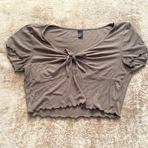 Gray Ribbed Crop Top